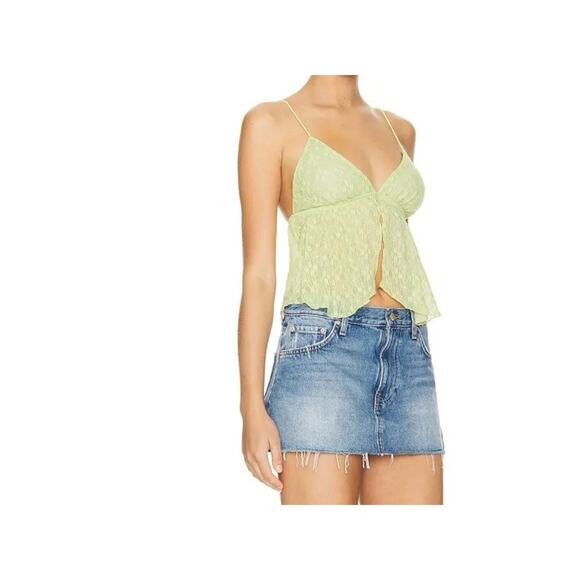 More to Come Bryn Cami Top Kiwi Green Lace Triangle Lace Mesh Size S Revolve - Picture 1 of 9